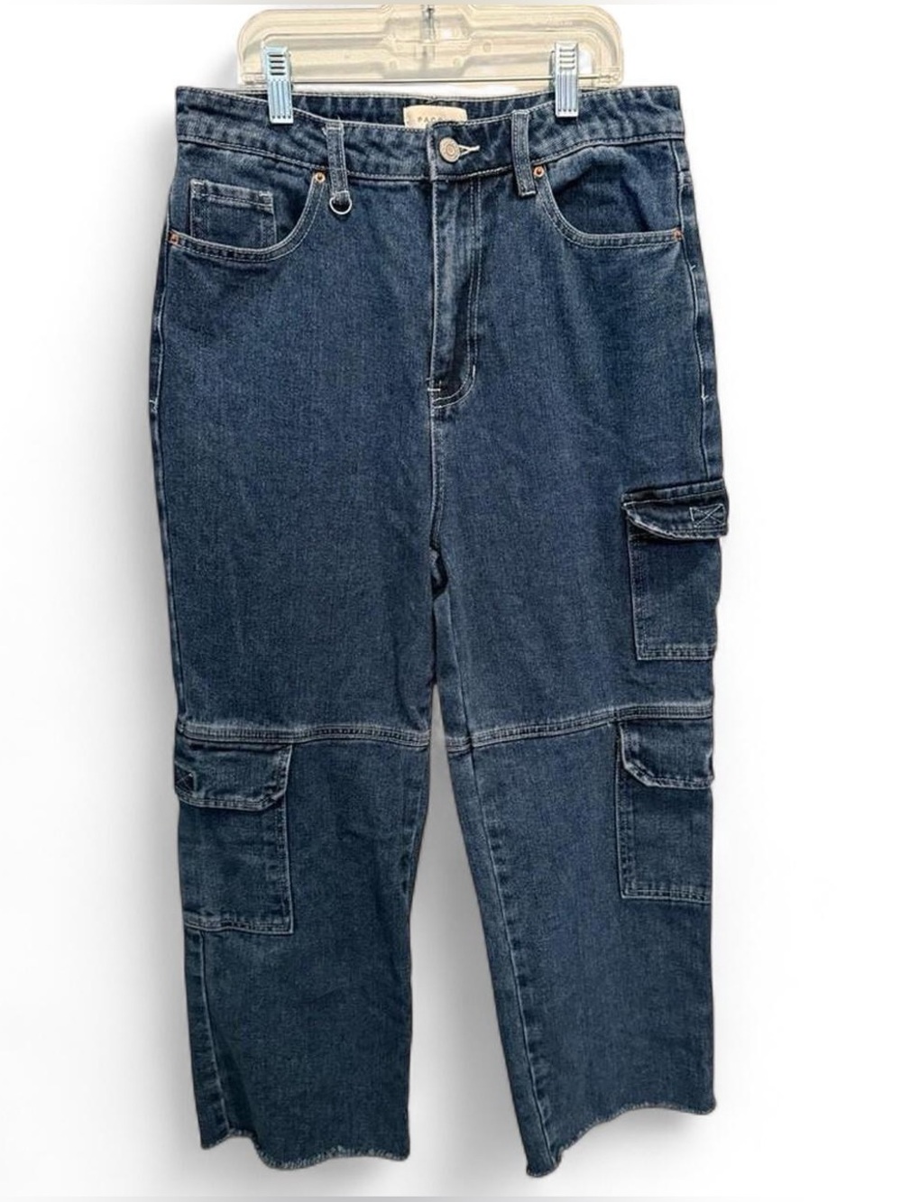 PacSun Dark Indigo 90s Boyfriend Cargo Jeans Cropped Size 28 Y2K Festival